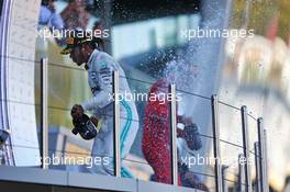 Race winner Lewis Hamilton (GBR) Mercedes AMG F1 celebrates on the podium. 29.09.2019. Formula 1 World Championship, Rd 16, Russian Grand Prix, Sochi Autodrom, Sochi, Russia, Race Day.