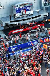 The podium (L to R): Valtteri Bottas (FIN) Mercedes AMG F1, second; Lewis Hamilton (GBR) Mercedes AMG F1, race winner; Charles Leclerc (MON) Ferrari, third. 29.09.2019. Formula 1 World Championship, Rd 16, Russian Grand Prix, Sochi Autodrom, Sochi, Russia, Race Day.