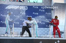 1st place Lewis Hamilton (GBR) Mercedes AMG F1 W10, 2nd Valtteri Bottas (FIN) Mercedes AMG F1 W10 and 3rd place Charles Leclerc (MON) Ferrari SF90. 29.09.2019. Formula 1 World Championship, Rd 16, Russian Grand Prix, Sochi Autodrom, Sochi, Russia, Race Day.