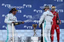 1st place Lewis Hamilton (GBR) Mercedes AMG F1 W10, 2nd Valtteri Bottas (FIN) Mercedes AMG F1 W10 and 3rd place Charles Leclerc (MON) Ferrari SF90. 29.09.2019. Formula 1 World Championship, Rd 16, Russian Grand Prix, Sochi Autodrom, Sochi, Russia, Race Day.