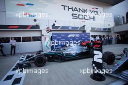 Race winner Lewis Hamilton (GBR) Mercedes AMG F1 W10 celebrates in parc ferme. 29.09.2019. Formula 1 World Championship, Rd 16, Russian Grand Prix, Sochi Autodrom, Sochi, Russia, Race Day.