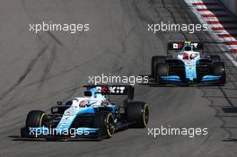 George Russell (GBR) Williams Racing FW42 leads Robert Kubica (POL) Williams Racing FW42. 29.09.2019. Formula 1 World Championship, Rd 16, Russian Grand Prix, Sochi Autodrom, Sochi, Russia, Race Day.
