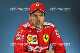 Sebastian Vettel (GER) Ferrari in the post qualifying FIA Press Conference. 28.09.2019. Formula 1 World Championship, Rd 16, Russian Grand Prix, Sochi Autodrom, Sochi, Russia, Qualifying Day.