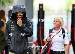 Lewis Hamilton (GBR) Mercedes AMG F1 with Angela Cullen (NZL) Mercedes AMG F1 Physiotherapist. 28.09.2019. Formula 1 World Championship, Rd 16, Russian Grand Prix, Sochi Autodrom, Sochi, Russia, Qualifying Day.