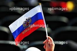 Circuit atmosphere - Fan with a Russian flag. 28.09.2019. Formula 1 World Championship, Rd 16, Russian Grand Prix, Sochi Autodrom, Sochi, Russia, Qualifying Day.