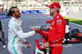 (L to R): Lewis Hamilton (GBR) Mercedes AMG F1 with Sebastian Vettel (GER) Ferrari in qualifying parc ferme. 28.09.2019. Formula 1 World Championship, Rd 16, Russian Grand Prix, Sochi Autodrom, Sochi, Russia, Qualifying Day.