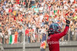Charles Leclerc (MON) Ferrari celebrates his pole position in qualifying parc ferme. 28.09.2019. Formula 1 World Championship, Rd 16, Russian Grand Prix, Sochi Autodrom, Sochi, Russia, Qualifying Day.