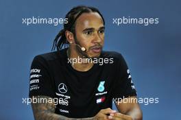 Lewis Hamilton (GBR) Mercedes AMG F1 in the post qualifying FIA Press Conference. 28.09.2019. Formula 1 World Championship, Rd 16, Russian Grand Prix, Sochi Autodrom, Sochi, Russia, Qualifying Day.