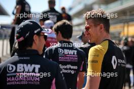 (L to R): Sergio Perez (MEX) Racing Point F1 Team and Nico Hulkenberg (GER) Renault F1 Team on the drivers parade. 29.09.2019. Formula 1 World Championship, Rd 16, Russian Grand Prix, Sochi Autodrom, Sochi, Russia, Race Day.
