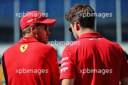 (L to R): Sebastian Vettel (GER) Ferrari and Charles Leclerc (MON) Ferrari on the drivers parade. 29.09.2019. Formula 1 World Championship, Rd 16, Russian Grand Prix, Sochi Autodrom, Sochi, Russia, Race Day.