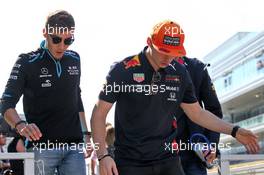 (L to R): George Russell (GBR) Williams Racing with Max Verstappen (NLD) Red Bull Racing on the drivers parade. 29.09.2019. Formula 1 World Championship, Rd 16, Russian Grand Prix, Sochi Autodrom, Sochi, Russia, Race Day.