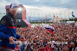 Daniil Kvyat (RUS) Scuderia Toro Rosso on the Fanzone stage. 26.09.2019. Formula 1 World Championship, Rd 16, Russian Grand Prix, Sochi Autodrom, Sochi, Russia, Preparation Day.