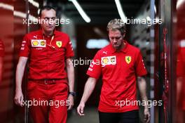 Sebastian Vettel (GER) Ferrari with Riccardo Adami (ITA) Ferrari Race Engineer. 26.09.2019. Formula 1 World Championship, Rd 16, Russian Grand Prix, Sochi Autodrom, Sochi, Russia, Preparation Day.