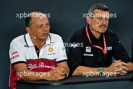 (L to R): Frederic Vasseur (FRA) Alfa Romeo Racing Team Principal and Guenther Steiner (ITA) Haas F1 Team Prinicipal in the FIA Press Conference. 20.09.2019. Formula 1 World Championship, Rd 15, Singapore Grand Prix, Marina Bay Street Circuit, Singapore, Practice Day.
