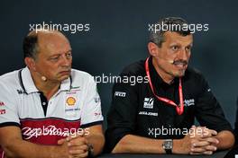 (L to R): Frederic Vasseur (FRA) Alfa Romeo Racing Team Principal and Guenther Steiner (ITA) Haas F1 Team Prinicipal in the FIA Press Conference. 20.09.2019. Formula 1 World Championship, Rd 15, Singapore Grand Prix, Marina Bay Street Circuit, Singapore, Practice Day.
