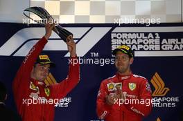 Charles Leclerc (MON) Ferrari SF90 and Sebastian Vettel (GER) Ferrari SF90. 22.09.2019. Formula 1 World Championship, Rd 15, Singapore Grand Prix, Marina Bay Street Circuit, Singapore, Race Day.