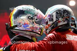 Sebastian Vettel (GER), Scuderia Ferrari and Charles Leclerc (FRA), Scuderia Ferrari  22.09.2019. Formula 1 World Championship, Rd 15, Singapore Grand Prix, Marina Bay Street Circuit, Singapore, Race Day.