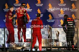 The podium (L to R): Inaki Rueda (ESP) Ferrari Race Strategist; Charles Leclerc (MON) Ferrari, second; Sebastian Vettel (GER) Ferrari, race winner; Max Verstappen (NLD) Red Bull Racing, third. 22.09.2019. Formula 1 World Championship, Rd 15, Singapore Grand Prix, Marina Bay Street Circuit, Singapore, Race Day.