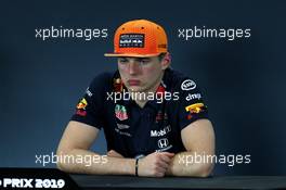 Max Verstappen (NLD) Red Bull Racing in the post race FIA Press Conference. 22.09.2019. Formula 1 World Championship, Rd 15, Singapore Grand Prix, Marina Bay Street Circuit, Singapore, Race Day.