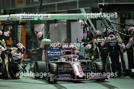 Sergio Perez (MEX) Racing Point F1 Team RP19 makes a pit stop. 22.09.2019. Formula 1 World Championship, Rd 15, Singapore Grand Prix, Marina Bay Street Circuit, Singapore, Race Day.