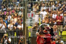 Charles Leclerc (MON) Ferrari celebrates his pole position in qualifying parc ferme.    21.09.2019. Formula 1 World Championship, Rd 15, Singapore Grand Prix, Marina Bay Street Circuit, Singapore, Qualifying Day.
