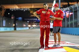Sebastian Vettel (GER) Ferrari walks the circuit with Riccardo Adami (ITA) Ferrari Race Engineer. 19.09.2019. Formula 1 World Championship, Rd 15, Singapore Grand Prix, Marina Bay Street Circuit, Singapore, Preparation Day.