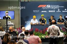 The FIA Press Conference (L to R): Lando Norris (GBR) McLaren; Daniel Ricciardo (AUS) Renault F1 Team; Lewis Hamilton (GBR) Mercedes AMG F1; and Romain Grosjean (FRA) Haas F1 Team. 19.09.2019. Formula 1 World Championship, Rd 15, Singapore Grand Prix, Marina Bay Street Circuit, Singapore, Preparation Day.
