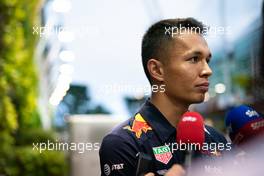 Alexander Albon (THA) Red Bull Racing with the media. 19.09.2019. Formula 1 World Championship, Rd 15, Singapore Grand Prix, Marina Bay Street Circuit, Singapore, Preparation Day.