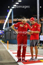 Sebastian Vettel (GER) Ferrari walks the circuit with Riccardo Adami (ITA) Ferrari Race Engineer. 19.09.2019. Formula 1 World Championship, Rd 15, Singapore Grand Prix, Marina Bay Street Circuit, Singapore, Preparation Day.