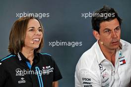 (L to R): Claire Williams (GBR) Williams Racing Deputy Team Principal and Toto Wolff (GER) Mercedes AMG F1 Shareholder and Executive Director in the FIA Press Conference.                                29.11.2019. Formula 1 World Championship, Rd 21, Abu Dhabi Grand Prix, Yas Marina Circuit, Abu Dhabi, Practice Day.