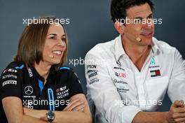 (L to R): Claire Williams (GBR) Williams Racing Deputy Team Principal and Toto Wolff (GER) Mercedes AMG F1 Shareholder and Executive Director in the FIA Press Conference.                                29.11.2019. Formula 1 World Championship, Rd 21, Abu Dhabi Grand Prix, Yas Marina Circuit, Abu Dhabi, Practice Day.