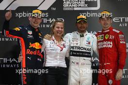 1st place Lewis Hamilton (GBR) Mercedes AMG F1 W10, 2nd Max Verstappen (NLD) Red Bull Racing RB15 and 3rd place Charles Leclerc (MON) Ferrari SF90. 01.12.2019. Formula 1 World Championship, Rd 21, Abu Dhabi Grand Prix, Yas Marina Circuit, Abu Dhabi, Race Day.