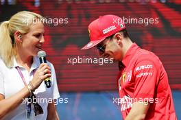 Charles Leclerc (MON) Ferrari with Rosanna Tennant (GBR) F1 Presenter. 30.11.2019. Formula 1 World Championship, Rd 21, Abu Dhabi Grand Prix, Yas Marina Circuit, Abu Dhabi, Qualifying Day.