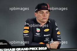 Max Verstappen (NLD) Red Bull Racing in the post qualifying FIA Press Conference. 30.11.2019. Formula 1 World Championship, Rd 21, Abu Dhabi Grand Prix, Yas Marina Circuit, Abu Dhabi, Qualifying Day.