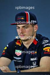 Max Verstappen (NLD) Red Bull Racing in the FIA Press Conference. 28.11.2019. Formula 1 World Championship, Rd 21, Abu Dhabi Grand Prix, Yas Marina Circuit, Abu Dhabi, Preparation Day.