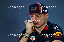Max Verstappen (NLD) Red Bull Racing in the FIA Press Conference. 28.11.2019. Formula 1 World Championship, Rd 21, Abu Dhabi Grand Prix, Yas Marina Circuit, Abu Dhabi, Preparation Day.
