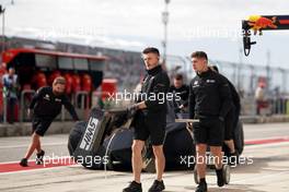 The Haas VF-19 of Romain Grosjean (FRA) Haas F1 Team is recovered back to the pits after he crashed in the second practice session.                                01.11.2019. Formula 1 World Championship, Rd 19, United States Grand Prix, Austin, Texas, USA, Practice Day.