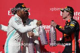 1st place for Valtteri Bottas (FIN) Mercedes AMG F1 W10, 2nd place and new world champion Lewis Hamilton (GBR) Mercedes AMG F1 W10 and 3rd place Max Verstappen (NLD) Red Bull Racing RB15. 03.11.2019. Formula 1 World Championship, Rd 19, United States Grand Prix, Austin, Texas, USA, Race Day.