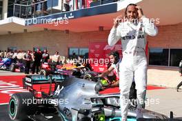 Lewis Hamilton (GBR) Mercedes AMG F1 celebrates his second position and the World Championship in parc ferme. 03.11.2019. Formula 1 World Championship, Rd 19, United States Grand Prix, Austin, Texas, USA, Race Day.
