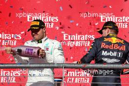 Race winner Valtteri Bottas (FIN) Mercedes AMG F1 celebrates on the podium with third placed Lewis Hamilton (GBR) Mercedes AMG F1. 03.11.2019. Formula 1 World Championship, Rd 19, United States Grand Prix, Austin, Texas, USA, Race Day.