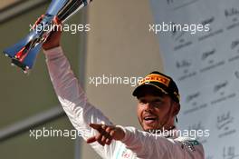Lewis Hamilton (GBR) Mercedes AMG F1 celebrates his second position and World Championship on the podium. 03.11.2019. Formula 1 World Championship, Rd 19, United States Grand Prix, Austin, Texas, USA, Race Day.