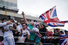 Lewis Hamilton (GBR) Mercedes AMG F1 celebrates his second position and World Championship with fans.     03.11.2019. Formula 1 World Championship, Rd 19, United States Grand Prix, Austin, Texas, USA, Race Day.