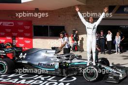 Lewis Hamilton (GBR) Mercedes AMG F1 W10 celebrates his second position and World Championship in parc ferme. 03.11.2019. Formula 1 World Championship, Rd 19, United States Grand Prix, Austin, Texas, USA, Race Day.