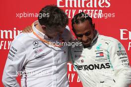 James Allison (GBR) Mercedes AMG F1 Technical Director and 2nd place Lewis Hamilton (GBR) Mercedes AMG F1 W10 and new world champion. 03.11.2019. Formula 1 World Championship, Rd 19, United States Grand Prix, Austin, Texas, USA, Race Day.