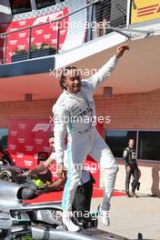 Lewis Hamilton (GBR) Mercedes AMG F1 celebrates his second position and the World Championship in parc ferme. 03.11.2019. Formula 1 World Championship, Rd 19, United States Grand Prix, Austin, Texas, USA, Race Day.