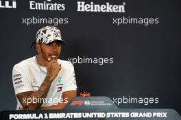 World Champion Lewis Hamilton (GBR) Mercedes AMG F1 in the post race FIA Press Conference.  03.11.2019. Formula 1 World Championship, Rd 19, United States Grand Prix, Austin, Texas, USA, Race Day.