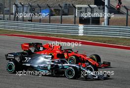 Valtteri Bottas (FIN) Mercedes AMG F1 W10 and Charles Leclerc (MON) Ferrari SF90 battle for position. 03.11.2019. Formula 1 World Championship, Rd 19, United States Grand Prix, Austin, Texas, USA, Race Day.