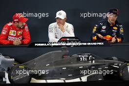 Qualifying top three in the FIA Press Conference (L to R): Sebastian Vettel (GER) Ferrari, second; Valtteri Bottas (FIN) Mercedes AMG F1, pole position; Max Verstappen (NLD) Red Bull Racing, third. 02.11.2019. Formula 1 World Championship, Rd 19, United States Grand Prix, Austin, Texas, USA, Qualifying Day.