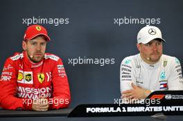 (L to R): Sebastian Vettel (GER) Ferrari and Valtteri Bottas (FIN) Mercedes AMG F1 in the post qualifying FIA Press Conference. 02.11.2019. Formula 1 World Championship, Rd 19, United States Grand Prix, Austin, Texas, USA, Qualifying Day.