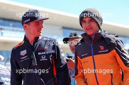 (L to R): Max Verstappen (NLD) Red Bull Racing with Lando Norris (GBR) McLaren on the drivers parade. 03.11.2019. Formula 1 World Championship, Rd 19, United States Grand Prix, Austin, Texas, USA, Race Day.